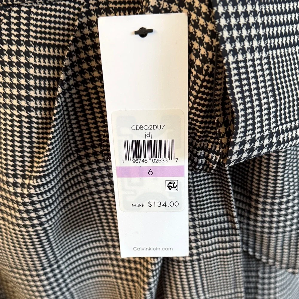 Calvin Klein Black and cream Herringbone pattern Wrap Dress~very classy! - Picture 5 of 13